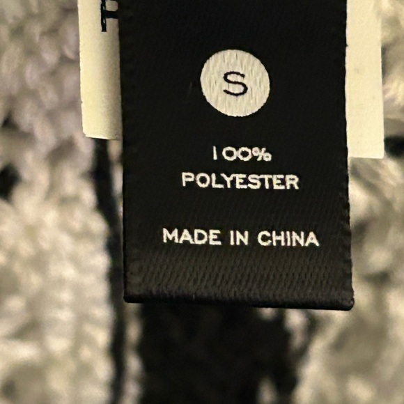 Aqua Pointelle Short Sleeve Button-Up Sweater Black & White Stripe Size S - Picture 5 of 5